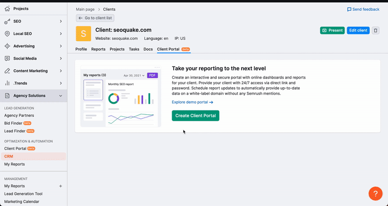 A demonstration of the Client Portal setup process.